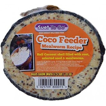Suet to Go Half Coconut Shell Feeder Filled Mealworm